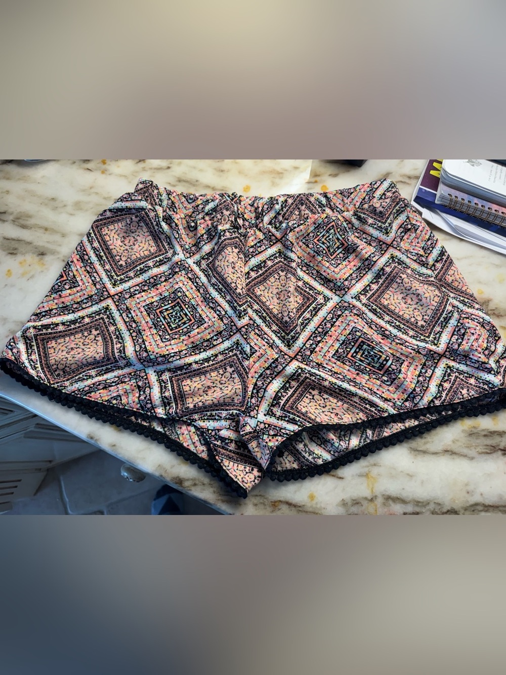 living doll Los Angeles medium Multicolor Sleep Shorts with Black tassel trim